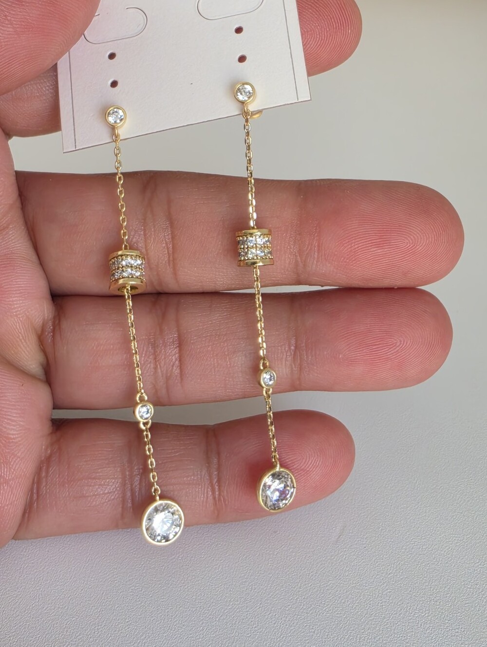 Gold Plated Long Dangle Earrings Clear Crystal Chain Drop Earrings Women New